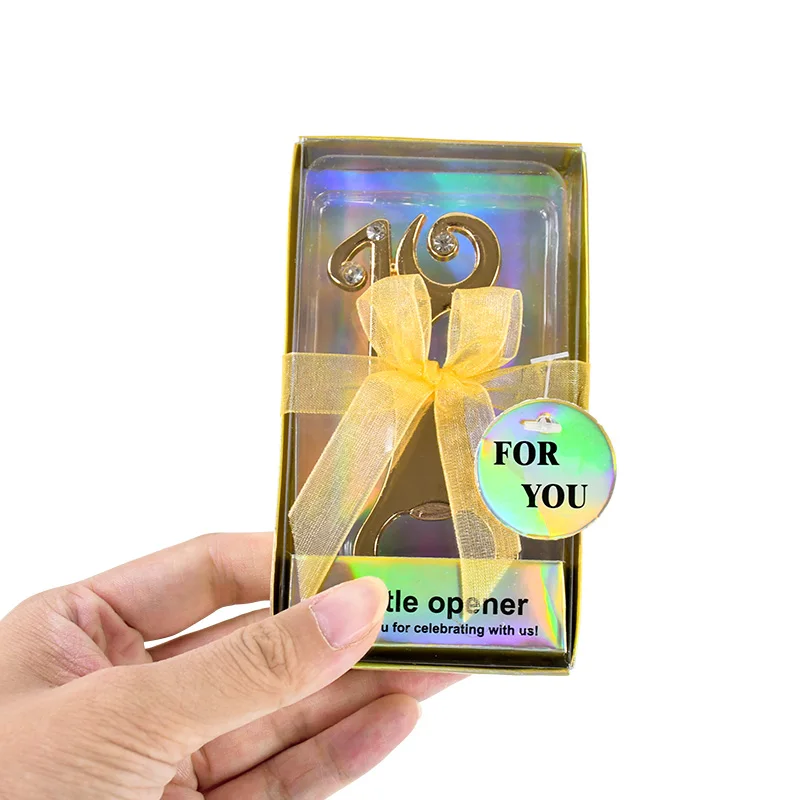 1set Golden Birthday Bottle Opener For 18th 30th 40th 50th 60th Birthday Party Wedding Anniversary Decoration Favor Gift Guests