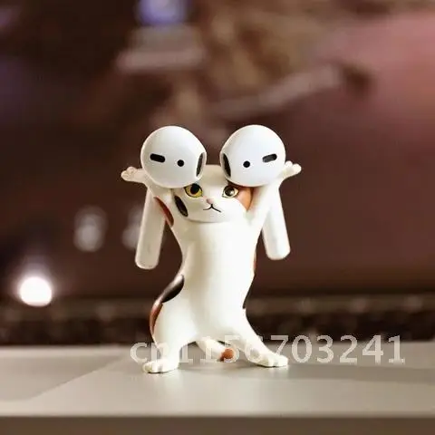 Cat Dancing Airpods pro Case 1/2/3 Support Earphone stand Pen Ring Jewelry Display Stand Cute Doll Handmade Desktop Organizer