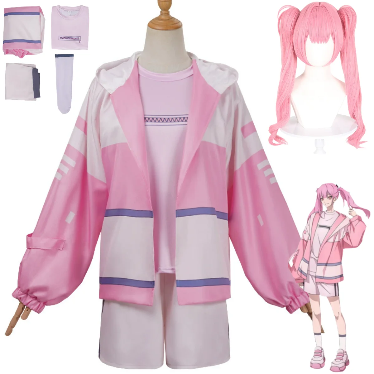 

Аниме Link Click Li Tianxi Косплей Костюм Розовый Спортивный Костюм Пальто Футболка Шорты Парик Взрослый Женский Сексуальный Каваи Повседневный Костюм Для Отдыха