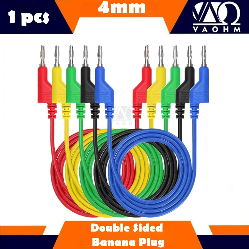 1pcs 4mm Double-Sided Banana Plug Test Leads Dual Stackable 1000V 15A 1m Copper Cable Electrical Testing Equipment