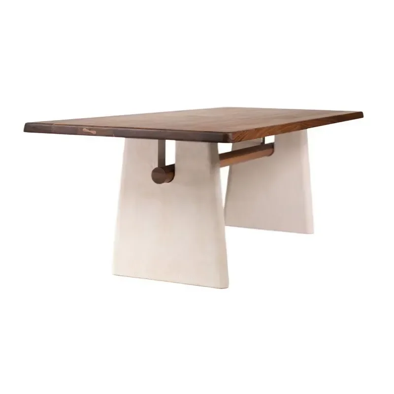 Solid Wood Craftsman French Medieval Dining Table Wabi-Sabi Style Retro Desk Rectangular Designer Long Workbench Modern