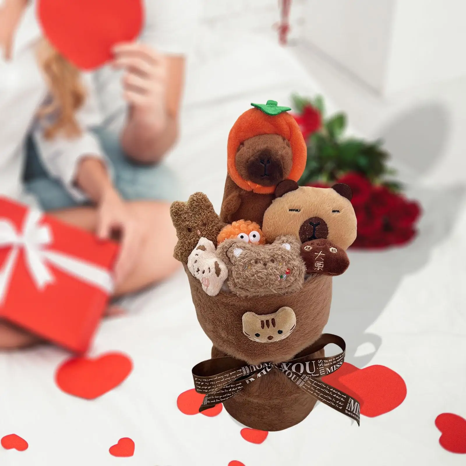 Plush Doll Bouquet Plush Toy Cute Home Decoration Artificial Flower Bouquet Stuffed Animal Doll for Graduation,Valentines Day