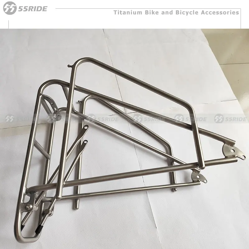 長距離サイクリング用のチタン製自転車リアシェルフ、自転車荷物ラック、高さ調節可能、チタン合金