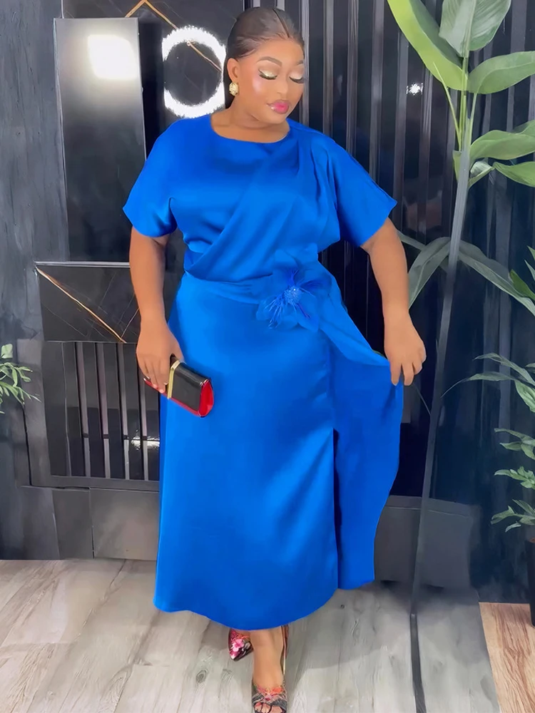 Elegant Women Evening Dresses 2025 Summer Short Sleeve Maxi Robes Dubai African Clothing Wedding Prom Birthday Dress Lady Abayas