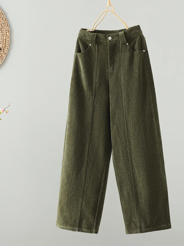 

plus Size Faionable Straight Leg Wide Leg Pants Women's High Waist Fce Lined Casual Trousers Slimming Warm Winter Pants