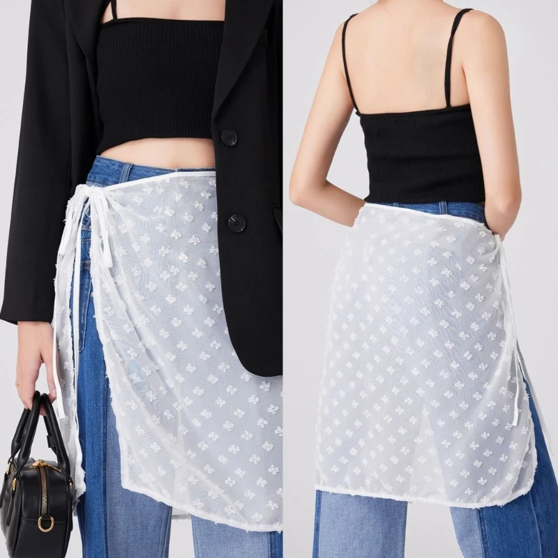 

Trendy Layered Inner Skirt White Apron Skirt Covering for Fashionable Women Dropship