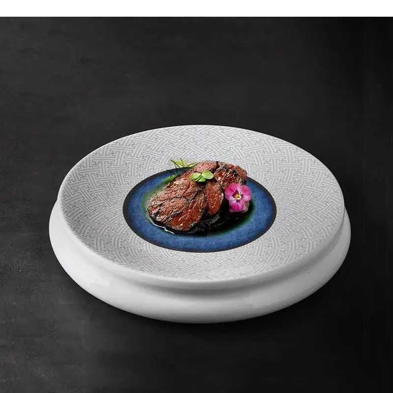 

Retro Round Ceramic Dinner Plate Restaurant Dessert Sushi Snack Plates Pasta Steak Specialty Tableware