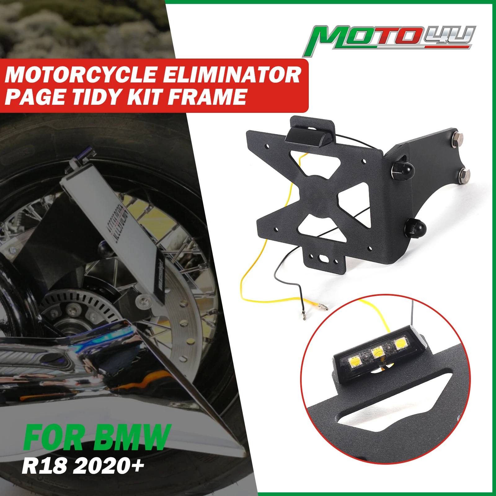 

New Motorcycle License Plate Holder Side Eliminator Page Tidy Kit License Plate Frame With LED Light For BMW R18 R 18 2020 2021
