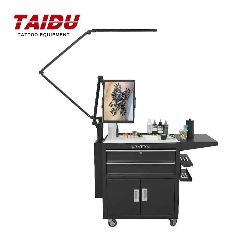 TAIDU Tattoo Led Schreibtischlampe mit Tablet Halter Einstellbarer Winkel Led Nagellampe Fernbedienung Led Leselampe Tattoo Ausrüstung