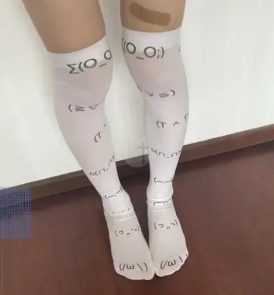 Calcetines hasta la rodilla con estampado para mujer, medias Sexy hasta el muslo, Harajuku japonés, primavera y otoño, 2023