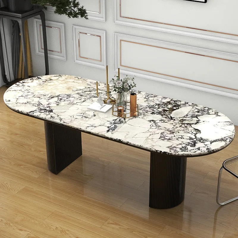 French light luxury natural Baogree marble luxury stone dining table Xiaohongshu haute couture Internet celebrity dining table