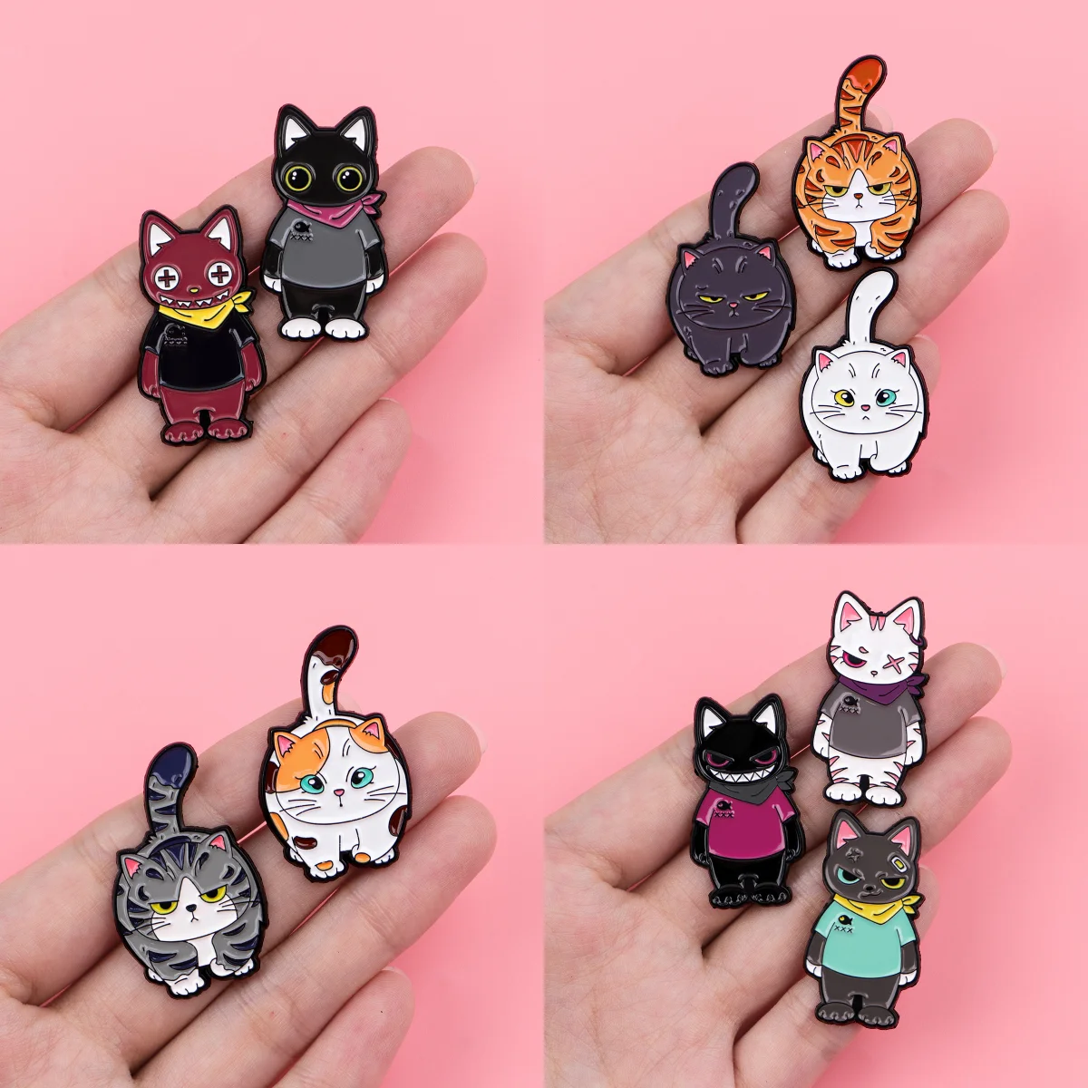 NONE Broches en émail chat en colère mignon, broches d'animaux de dessin animé, Badge épingle à revers pour sac à dos, accessoires de vêtements, bijoux amusants, cadeau d'anniversaire