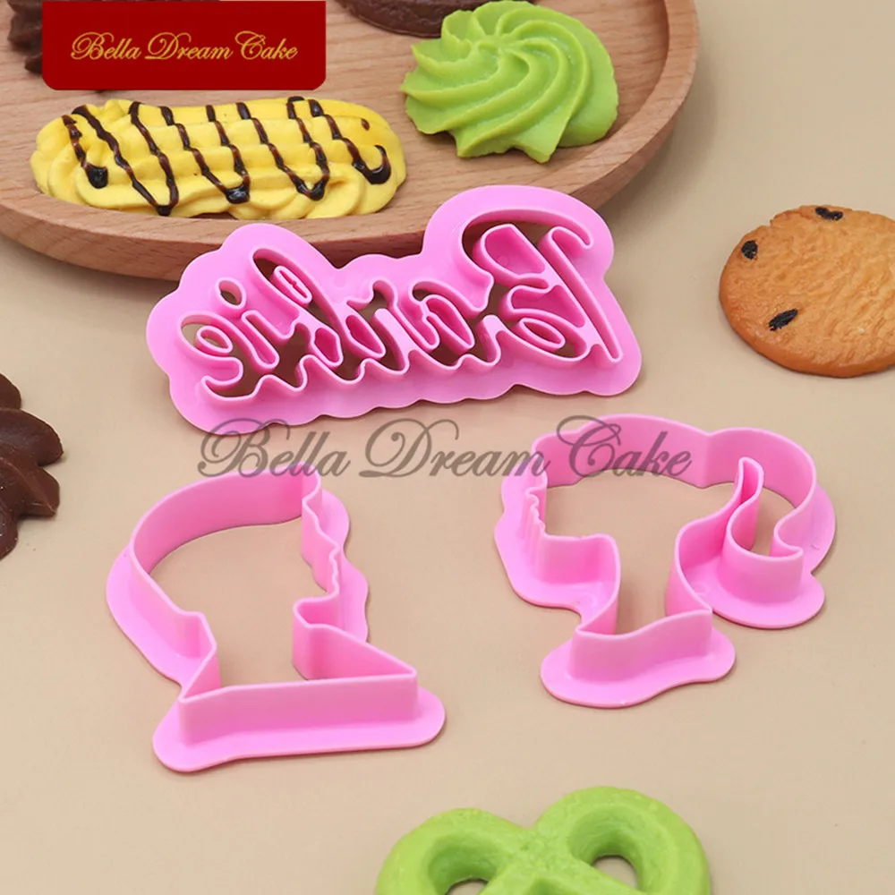 3pcs/set Cartoon Girl&Boy Doll Cookies Embosser Mould DIY Plastic Cutter 3D Fondant Biscuit Stamp Mold Cake Decor Tools Bakeware