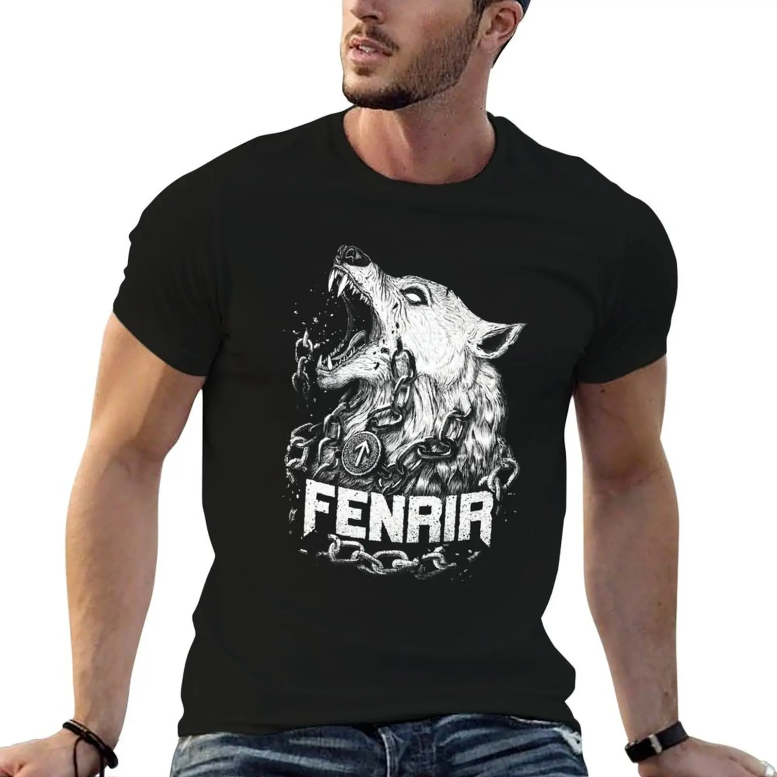 

Fenrir Wolf Shirt And Hoodie - Norse Mythology Creature T-Shirt t shirt man plain cotton tshirt 100% T-Shirt