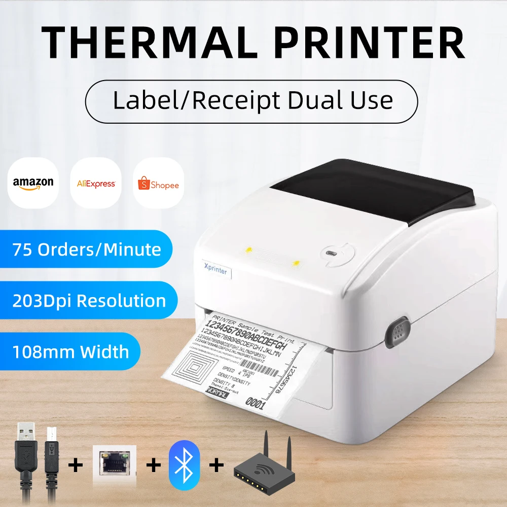 Xprinter 4 Inch Thermal Label Printer Shipping label printer Barcode Sticker Machine 420B USB Bluetooth Wifi Printing