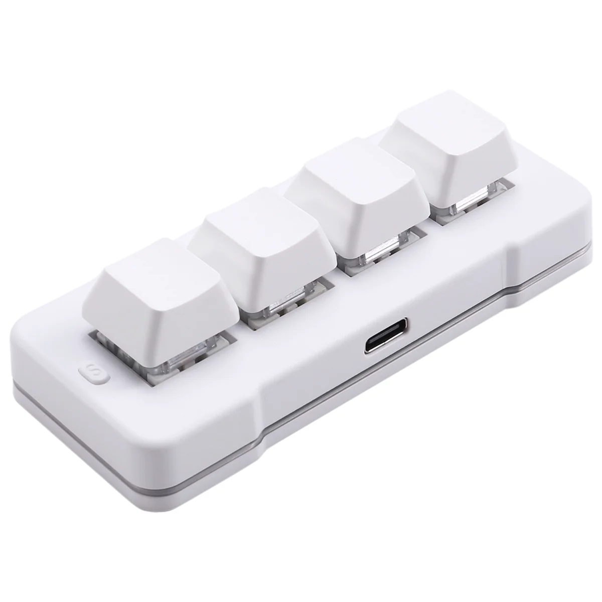 Popular MK424U Mini teclado personalizado de 4 teclas con interruptor mecánico azul Conexión USB para juegos de oficina Multimedia Blanco