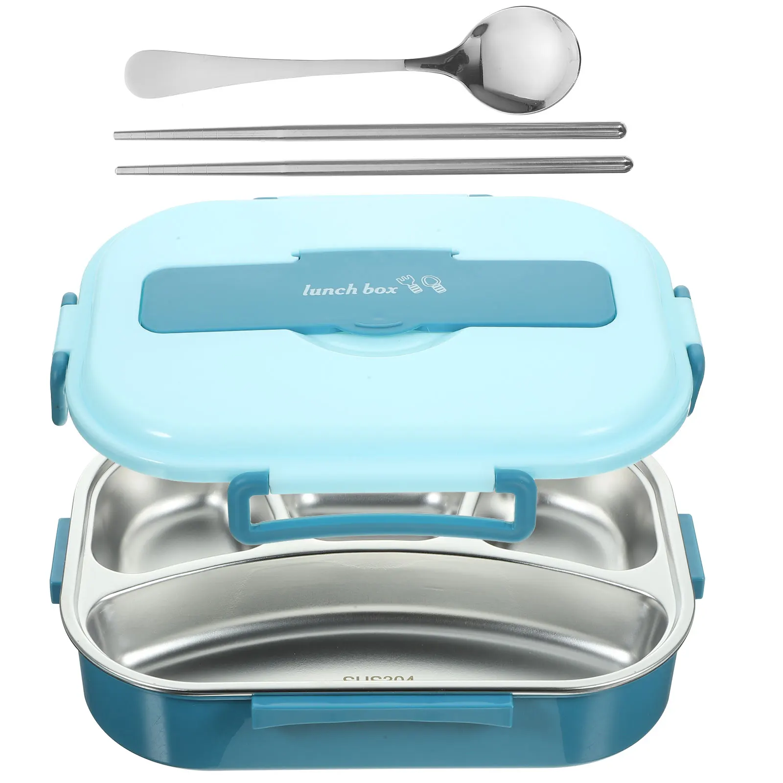 

4 Compartments Insulated Reusable Portable Food Container Lunch Accessories Stainless Steel Plastic PP