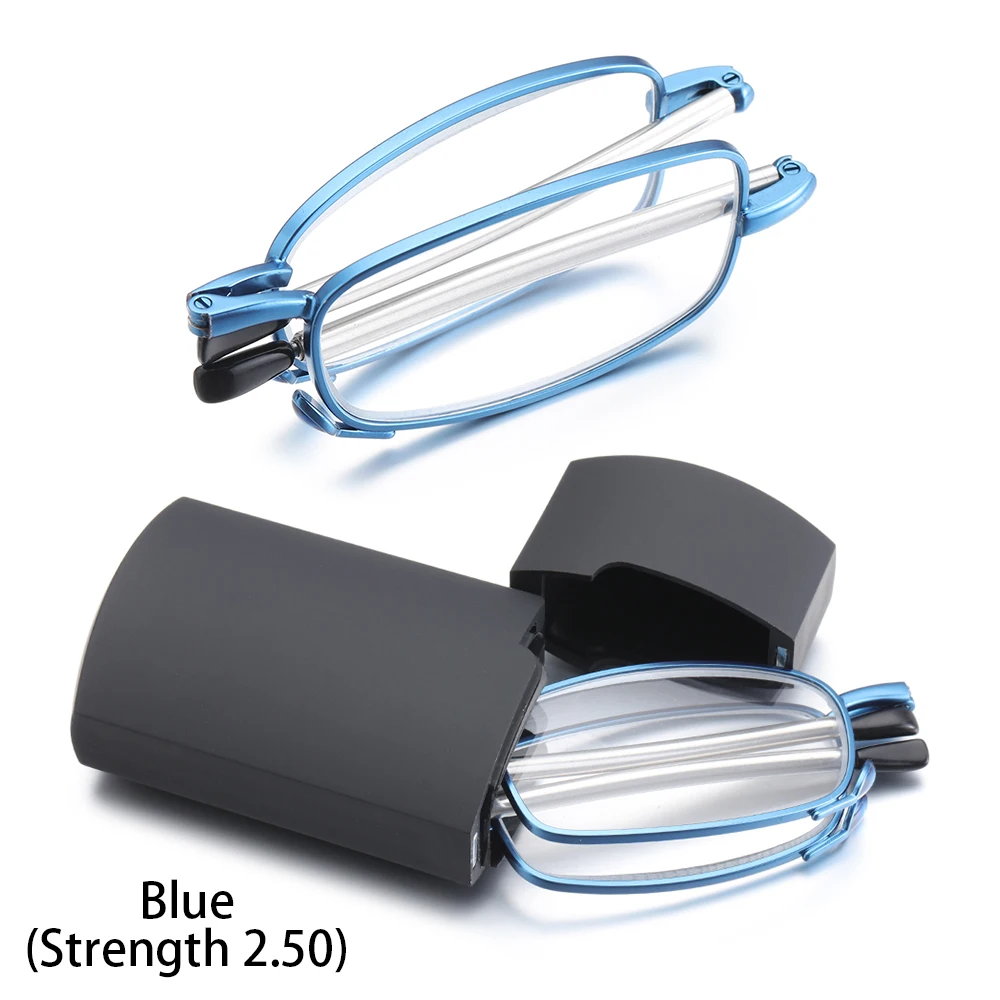 Fashion Alloy Frame Rotation Folding Reading Glasses Presbyopia Eyeglasses Telescopic Legs Includes Glasses Case