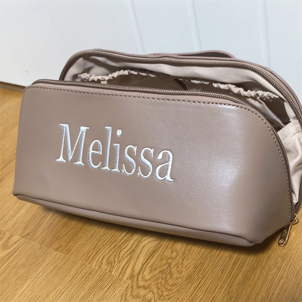 Custom Personalized PU Makeup Bag Women's Cosmetic Bags Embroidery Name Girl's High-quality Storage Bags Travel Toiletry Bags