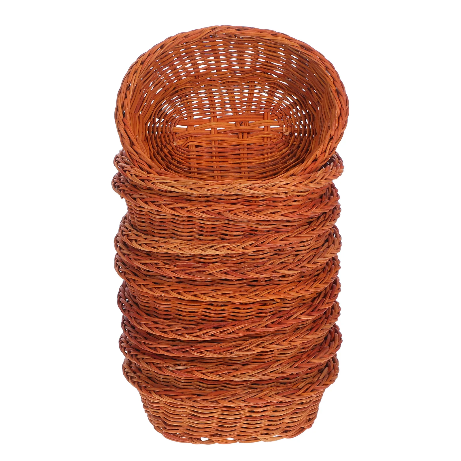 Cesta de pan de mimbre tejida a mano, organizador pequeño ovalado, mostrador de cocina, cesta de almacenamiento de aperitivos y galletas de frutas, cestas de comida, 10 Uds.