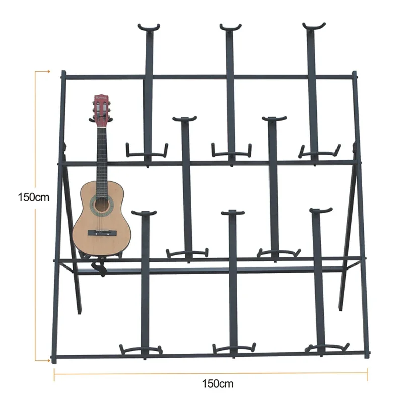 Hooqu 9 Guitar Folding Stand Space Saving Multi Instrument Display Rack