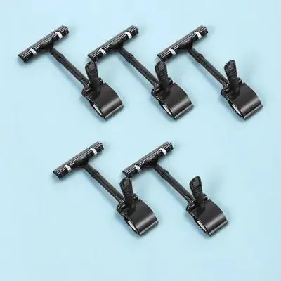 5 Pcs Price Tag Holder Black Plastic Double Head Thumb Clips for Menu Cards Signs Display Stand Advertising Label Rack Shelf