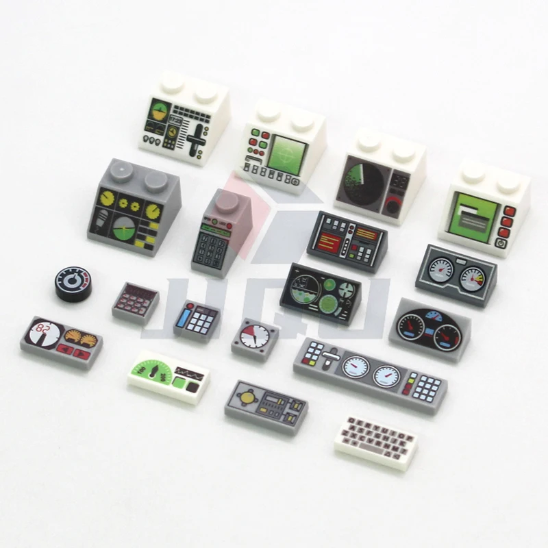 Messgeräte Steuert Zentrum Radar Bildschirm Tastatur Muster Fliesen Hang Gedruckt Zubehör Ziegel City MOC Bausteine Teile Kit Spielzeug – Detail 4