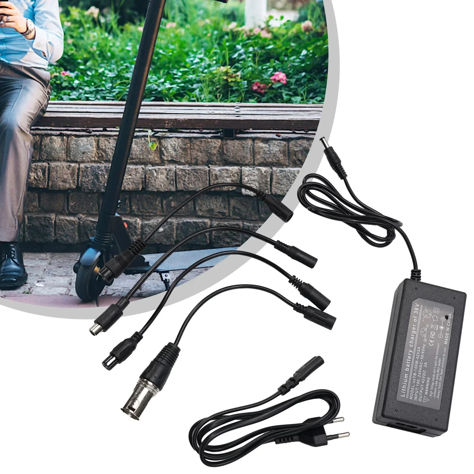 

Universals 42V 2A Smart Charger For Lithium Batteries 5-in-1 Connector Fast Charging Set E-bikes Scooters Hoverboard Accessories