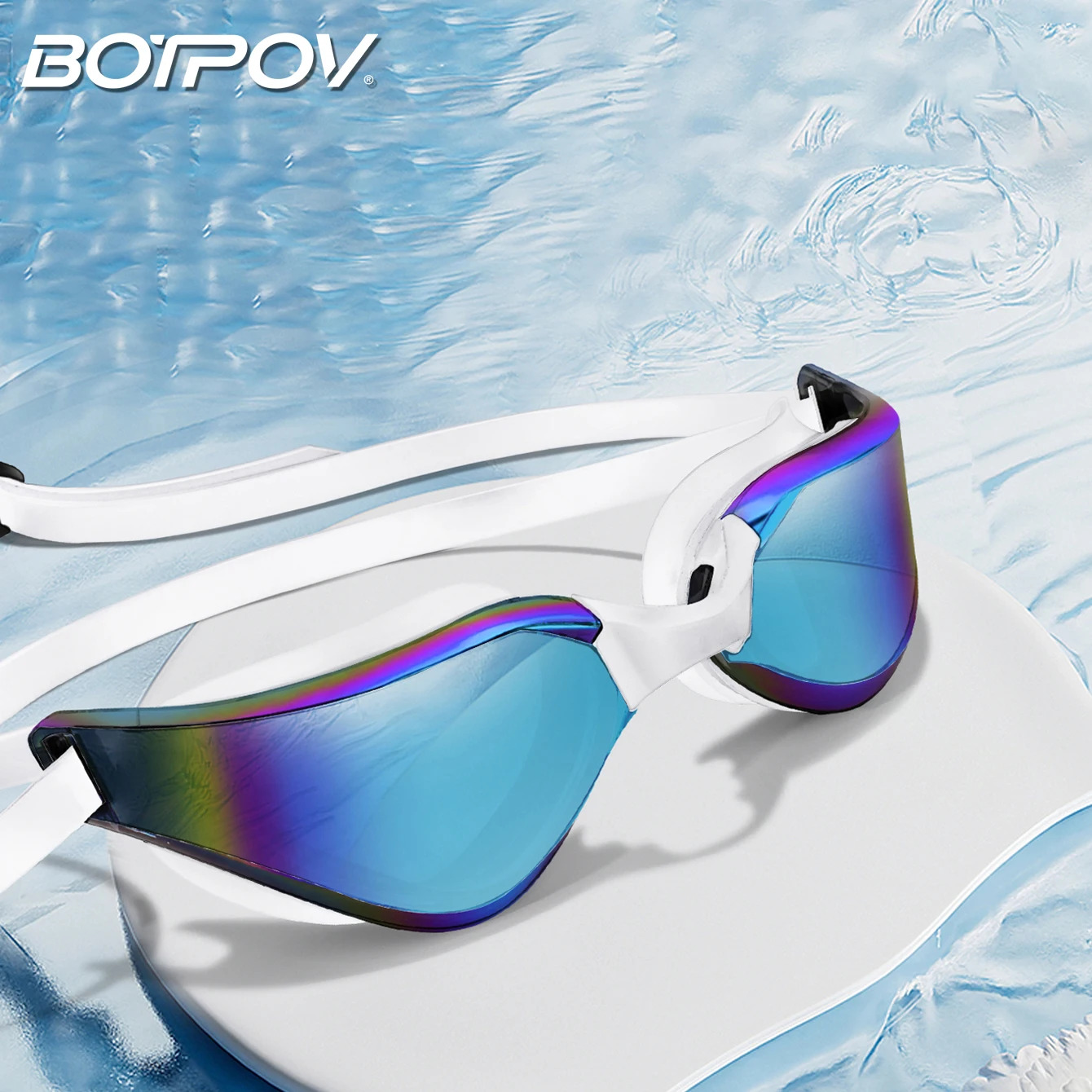 BOTPOV Erwachsenen-Schwimmbrille Hochauflösend Beschlagfrei Wasserdicht Ideale Wahl für Surf- und Schwimmausrüstung