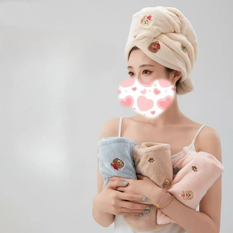 Dry Hair Towel Household Double-layers Waterproof Thick Women's Oilproof Shampoo Bathing Hat Wash Make-up Head Cover Hair Bonnet view 3
