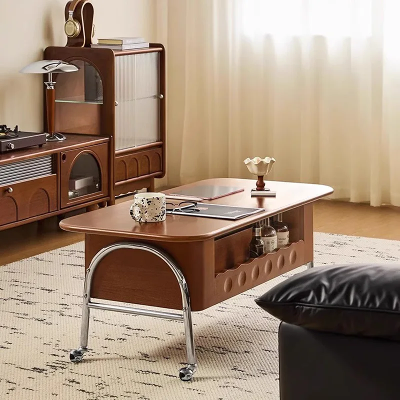 

Lift Up Vintage Coffee Table French Multifunction Storage Modern Coffee Table Metal Legs Mobile Table Basse Furniture For Home