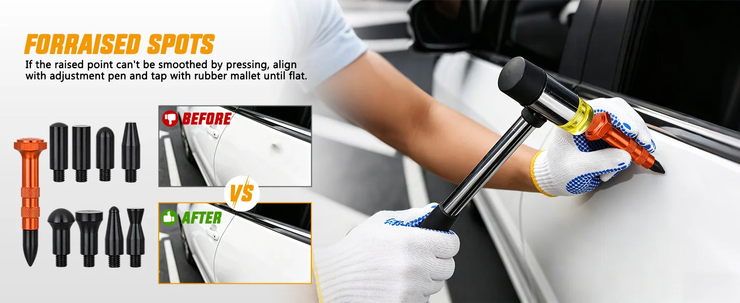 Nilight Car Dent Puller Paintless Dent Repair Kit Adjustable Lifter Glue Gun Rubber Hammer Tap-Down Pen 18 Puller Tabs Removal Tool for Car Refrigerator Dents Hail Damage Door Body Ding