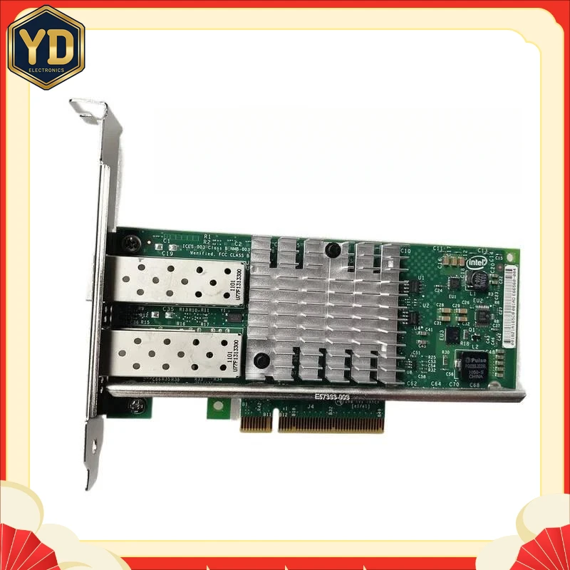 YD 1pcs Original 10GB 2 Dual Port X520-DA2 XYT17 942V6 For 10G SFP  PCI Express x8 82599ES Intel Chip Ethernet Network Card