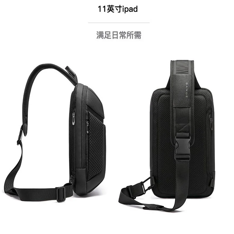 BANGE Multi functional Men\'s Oxford Crossbody Bag Anti-theft Shoulder Bags Short Trip Messenger USB Charging Chest Bag Pack