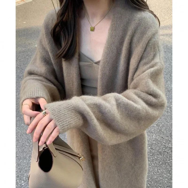 

Mid-Long Cardigans Black Womens Summer Fitted V-Neck Splice Elasticity Light Hip-Hop Open-Knit Sun-Resistant Fashionable Ribble