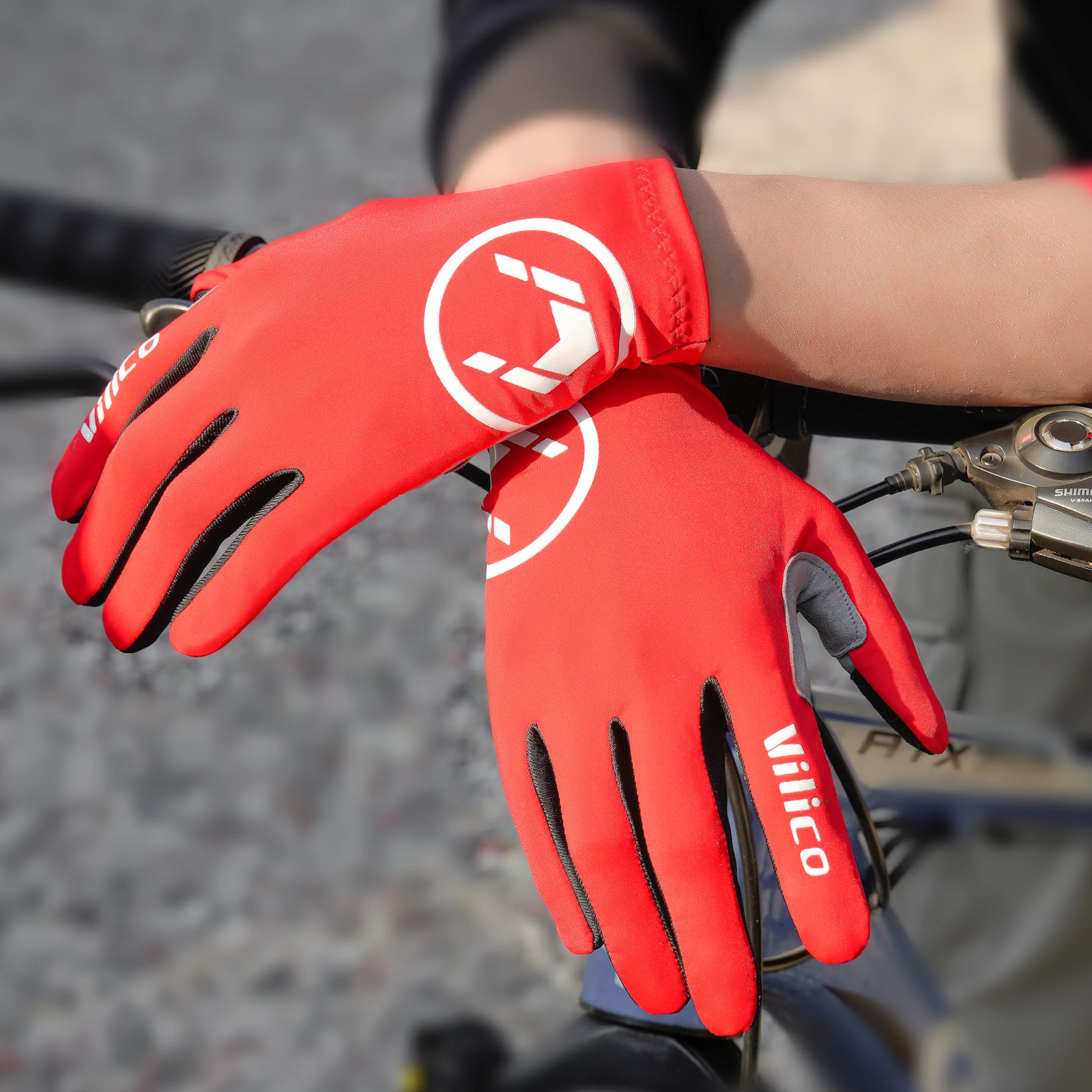 Vilico Touch Screen Full Finger Cycling Gloves, Shock Absorbing Padded Bike Gloves Breathable Anti-Slip MTB Road Bicycle Sports
