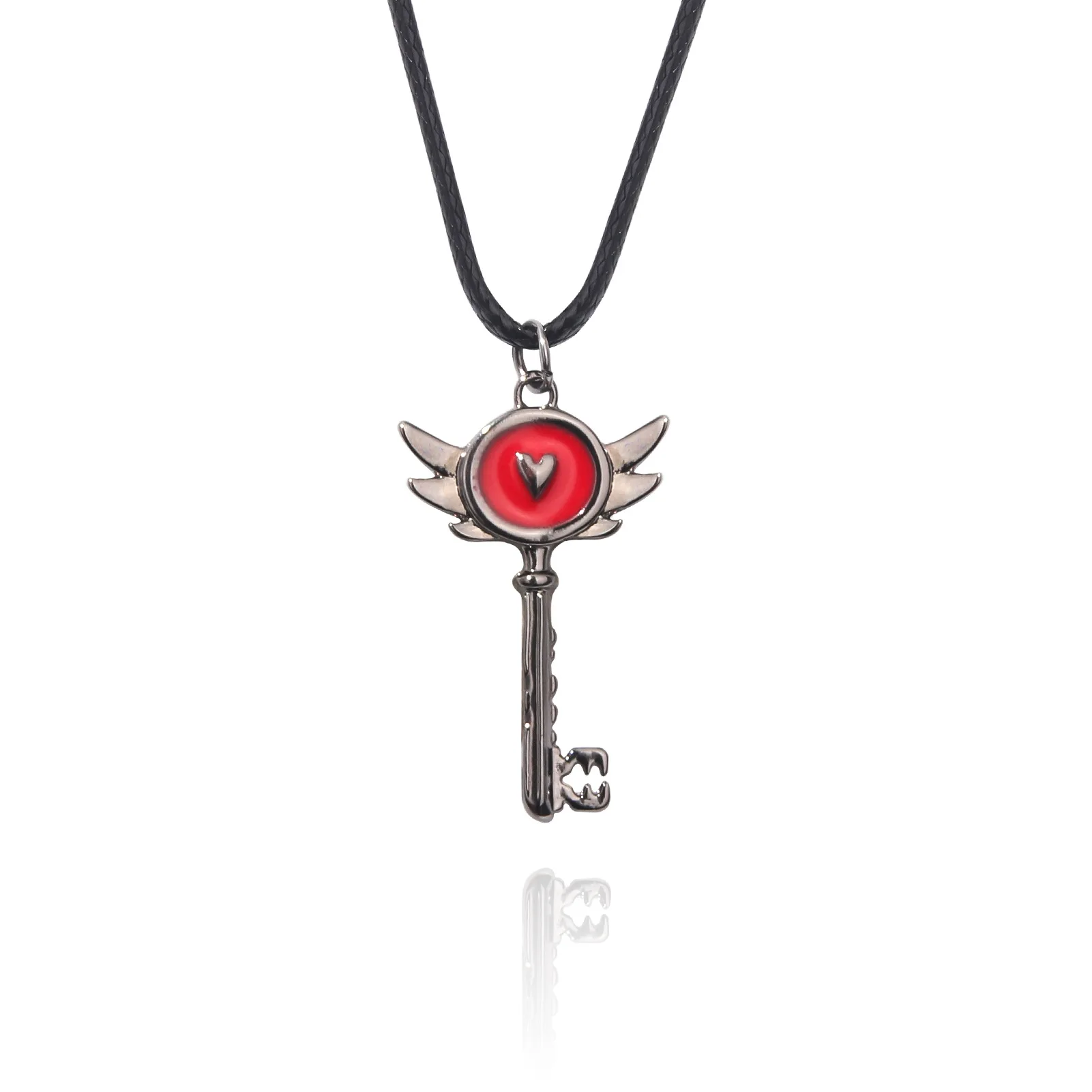 Colgante de llave inspirado en Anime Heart Padkey Portal, Pendiente Hazbin, Collar, Regalos de Cosplay del Grupo Hotel Lucifer Alastor