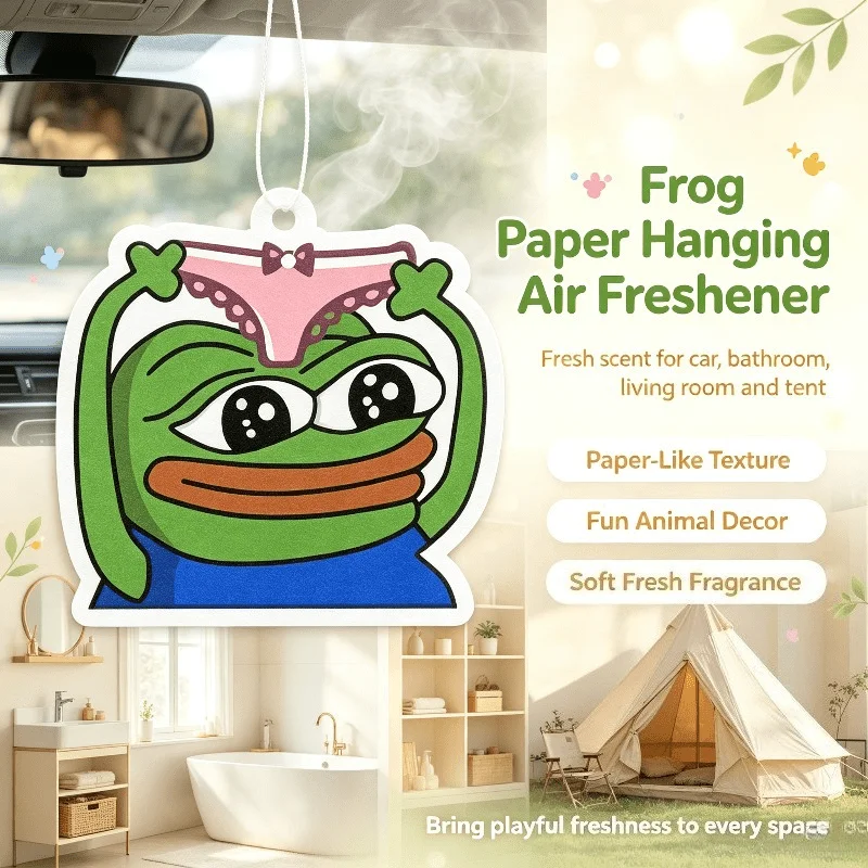 Car Air Freshener Funny Cartoon Frog Meme Hanging Scent Card for Car Interior Rearview Mirror Ornament Gift