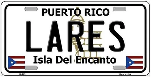 LARES PUERTO RICO NOVELTY PR STATE BACKGROUND METAL LICENSE PLATE Aluminum