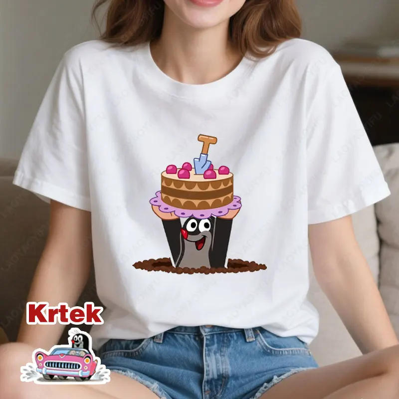 Cool The Little Mole Story Bike TShirts Men Women Round Collar Pure Cotton tops Cartoon Friends Together New Clothes tees gift