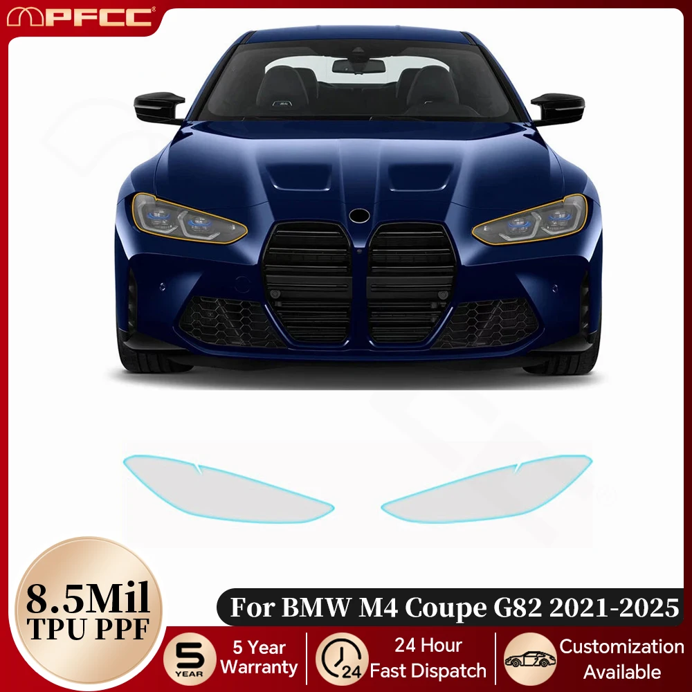 

For BMW M4 Coupe G82 2021-2025 Headlight Rearview Anti-scratch TPU Paint Protection Film Pre-cut PPF Clear Bra Resistant Kit
