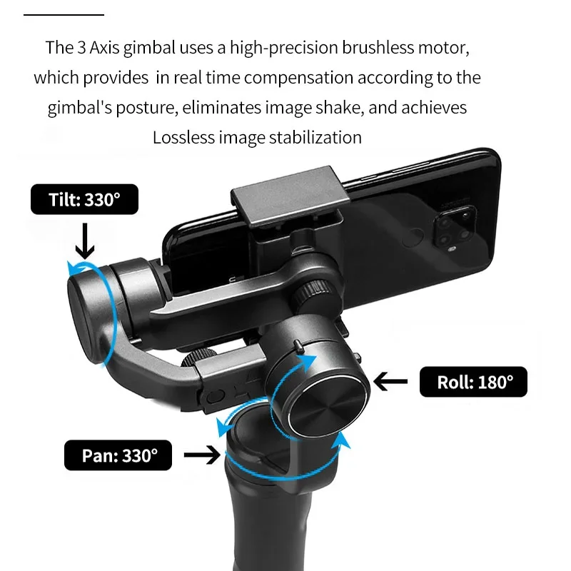 3-Axis Handheld Gimbal Smartphone Stabilizer for  Android iPhone Phone For Phone Holder Video Record Anti-Shake Video Recording