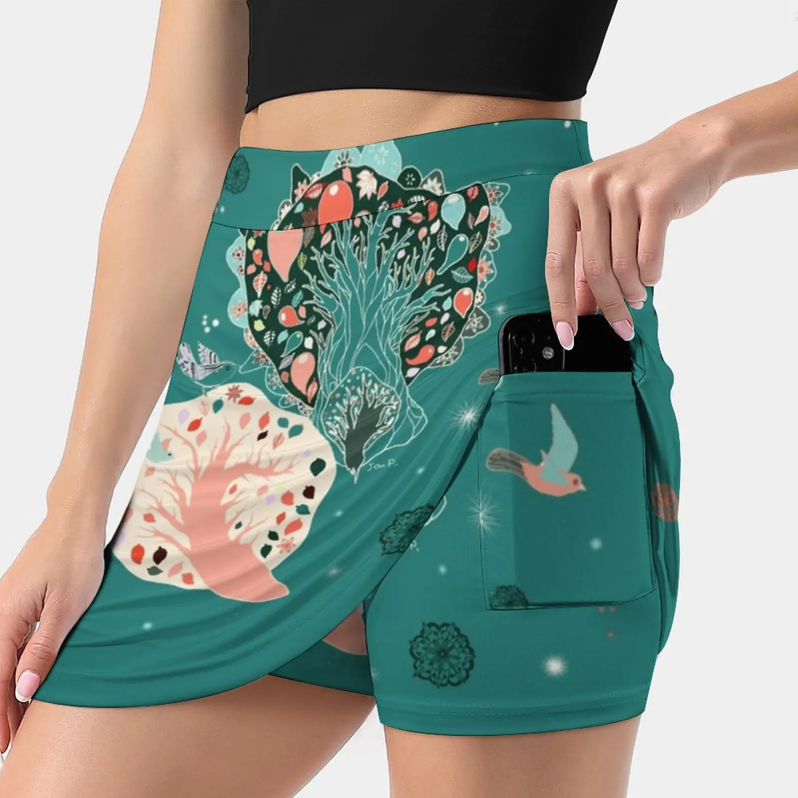 

Lovely Forest Women's skirt With Hide Pocket Tennis Skirt Golf Skirts Badminton Skirts Running skirts Nature Bird Animal Forest