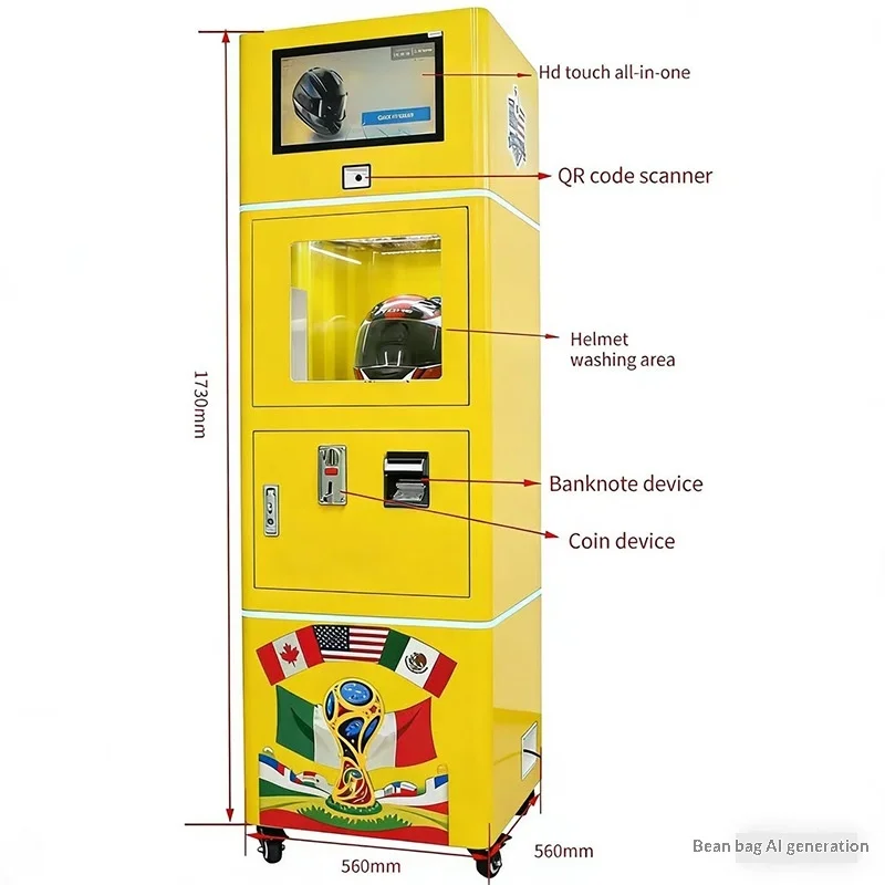 Fully Automatic Commercial Use 24-Hour Unattended Helmet Cleaning Machine with Automatic Scanning Code Customized