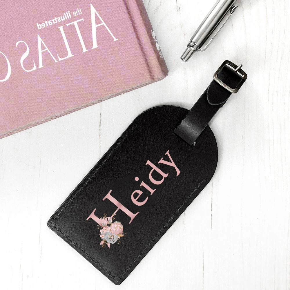 Personalised Initial with Name Leather Luggage Tag Suitcase Identifier Label Baggage Boarding Bag Tag Travel Accessorie Gift