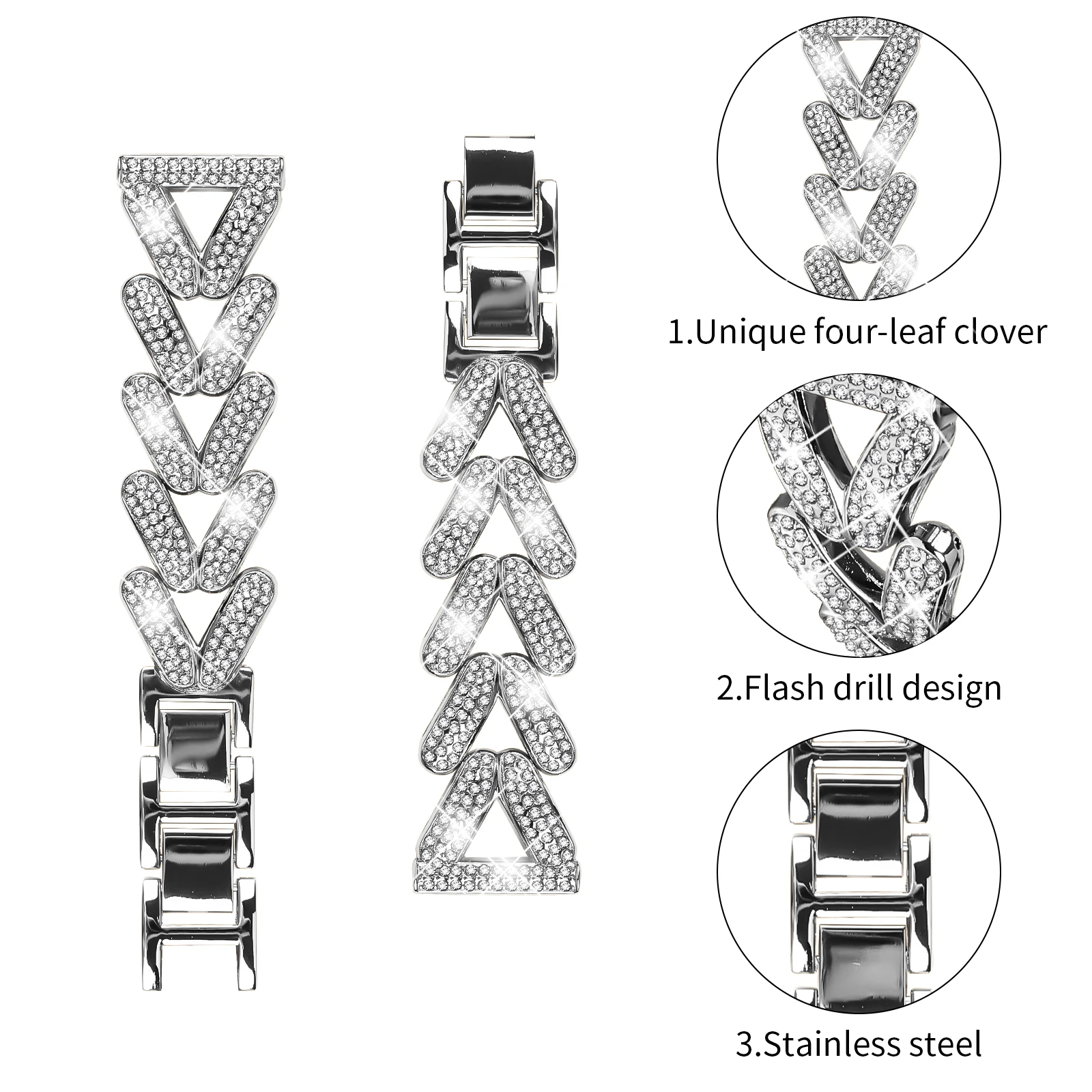 Zinc Alloy Twisted Watch Band Rhinestone Decor for Garmin Vivomove Sport  /  Venu 2 Plus Watch Strap - Silver