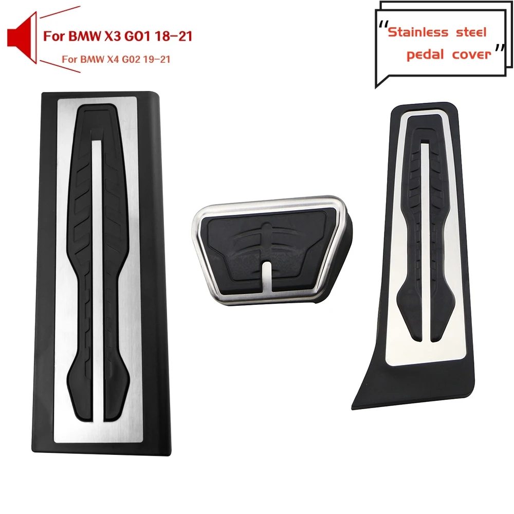 For BMW X3 G01 2018-2022 X4 G02 2019-2021 Stainless Steel Foot Rest Dead Brake Accelerator Gas Pedal Pad Cover Accessories