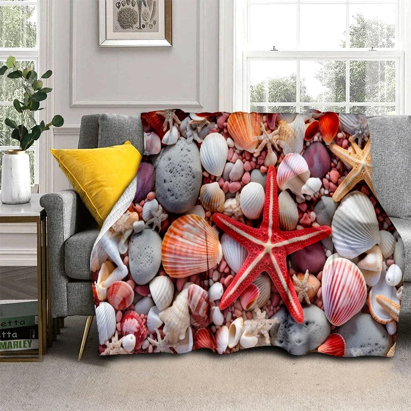 3D Starfish Beach 29 Style  Shell Sea Star Sand Cartoon Blanket,Soft Throw Blanket for Home Bedroom Bed Sofa Picnic Office Cover