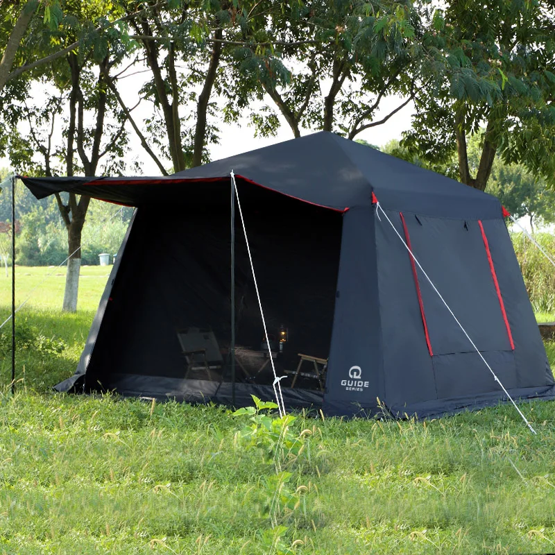 Semi-Automatic Double Layers Tent with Black Glue, Rain-proof, Mosquito, Barbecue, Sunshade, Pergola, UV, Large Space, Tourist curtis stigers i think it s going to rain today 1 cd