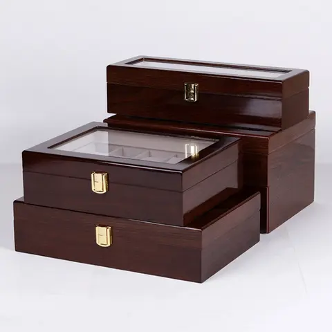 Wood Watch Box Storage Luxury Handmade Wood 6/10/12Grids Watch Clock Box for Men's and Women's Jewelry Storage Packaging Box Watch Organizer Display
